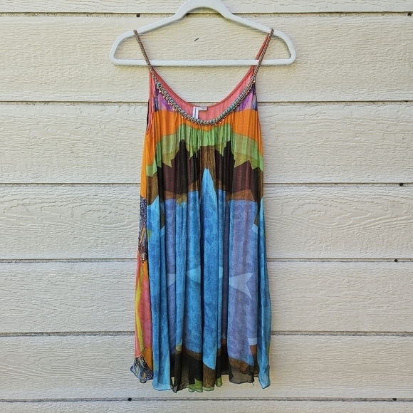 Anthropologie bl^nk London multicolor swing dress small petite SP PS - Picture 1 of 12